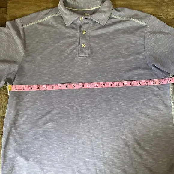 Tommy Bahama Polo Shirt Mens Large Pink Purple Cotton Golf Distressed - Picture 3 of 7